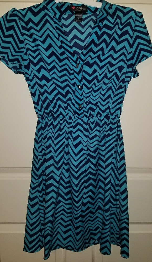 Small Teal and Navy patterned dress by a Delicious